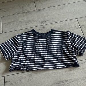 Lululemon Striped Navy & White Short Sleeve Crop